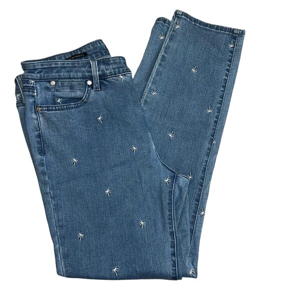 Talbots SLIM ANKLE JEANS - EMBROIDERED PALM TREE denim jeans women size 10 - Picture 4 of 11